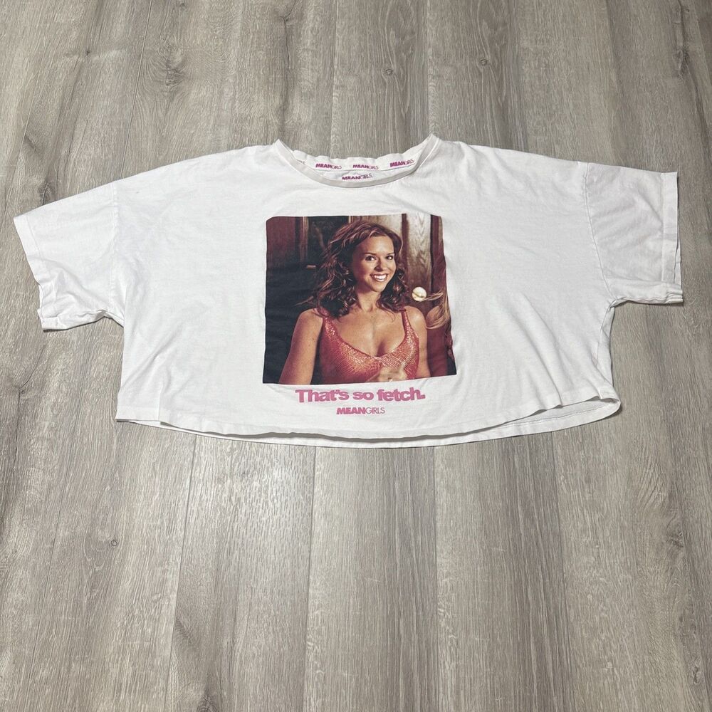 Mean Girls Crop Top XL White Graphic Tee That's So Fetch Movie Quote Juniors